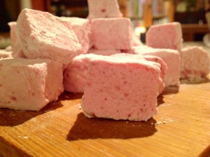 Cubes of marshmallows