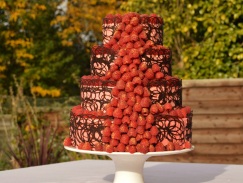 Raspberry cascade cake