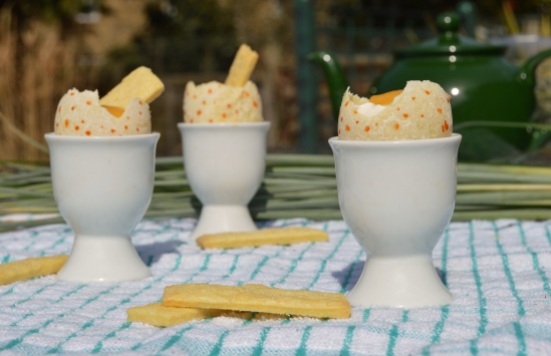 Mango and lime "egg cup" desserts