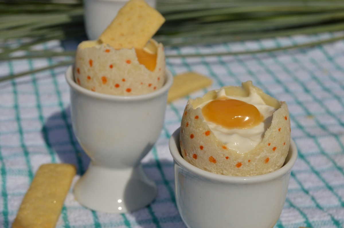 Mango and lime “egg cup” desserts