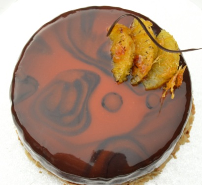 Spiced orange & rum cake with mirror glaze