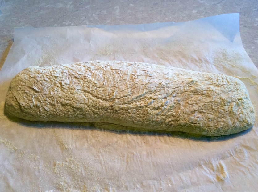 ciabatta shaped and ready to bake