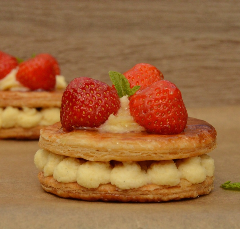 strawberry millefeuille pastries