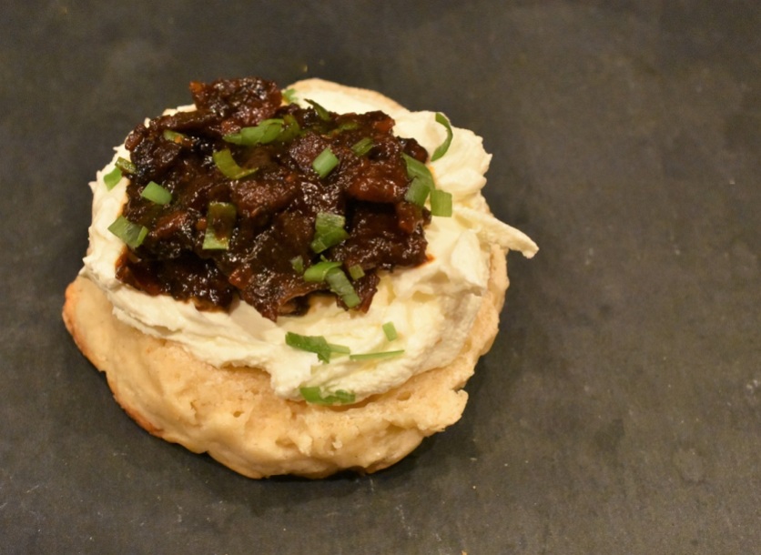 Brie scones with bacon jam