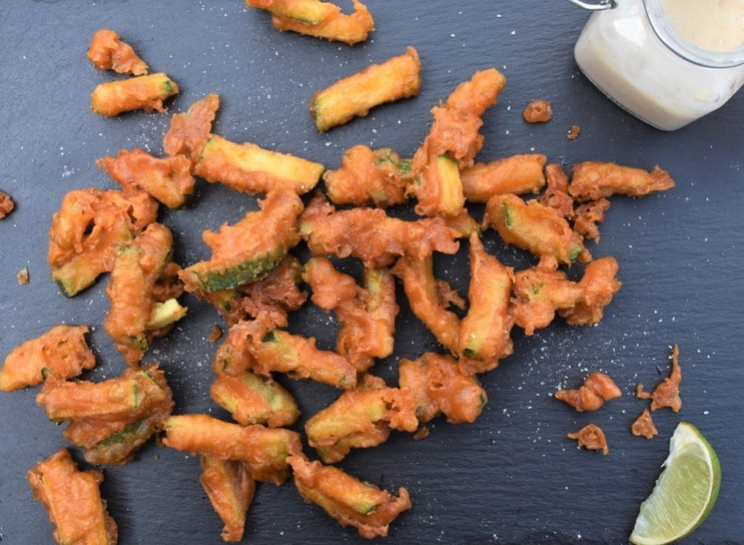 deep-fried spiced courgettes